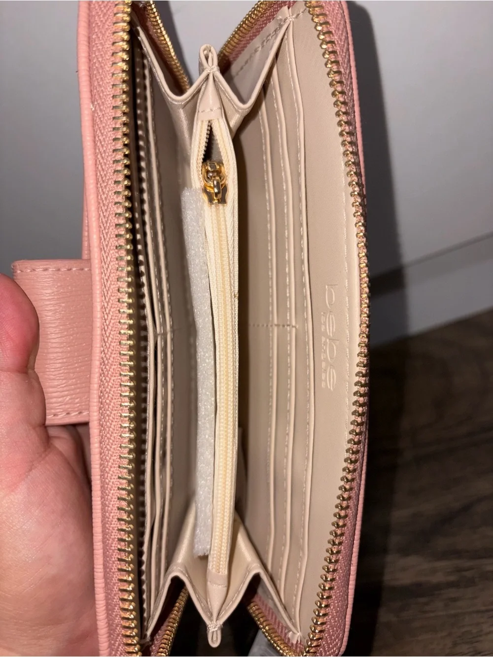 bebe Pink Women's Wallet with Gold Accent